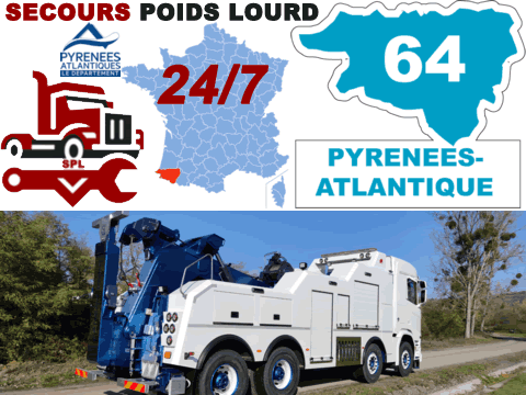 Dépannage poids lourd Pyrénées-Atlantiques (64)